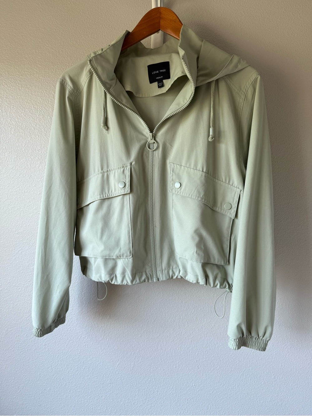 Love Tree Sage Green Hooded Utility Jacket